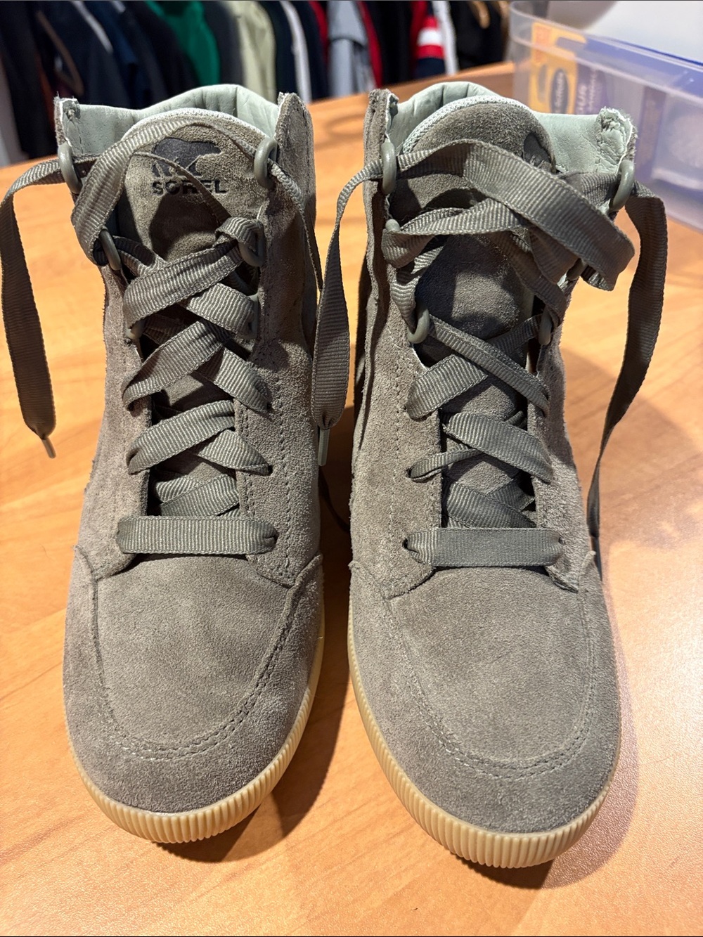 Sorel Women's Olive Green Suede High-Top Sneakers